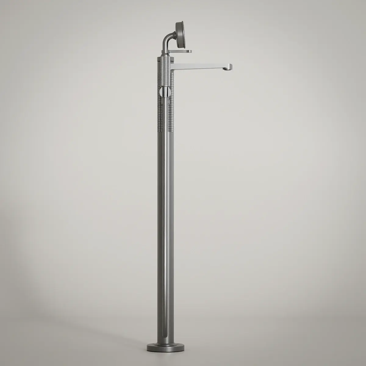 Robinet mitigeur de baignoire sur pied cannelé, gun métal, César 1   