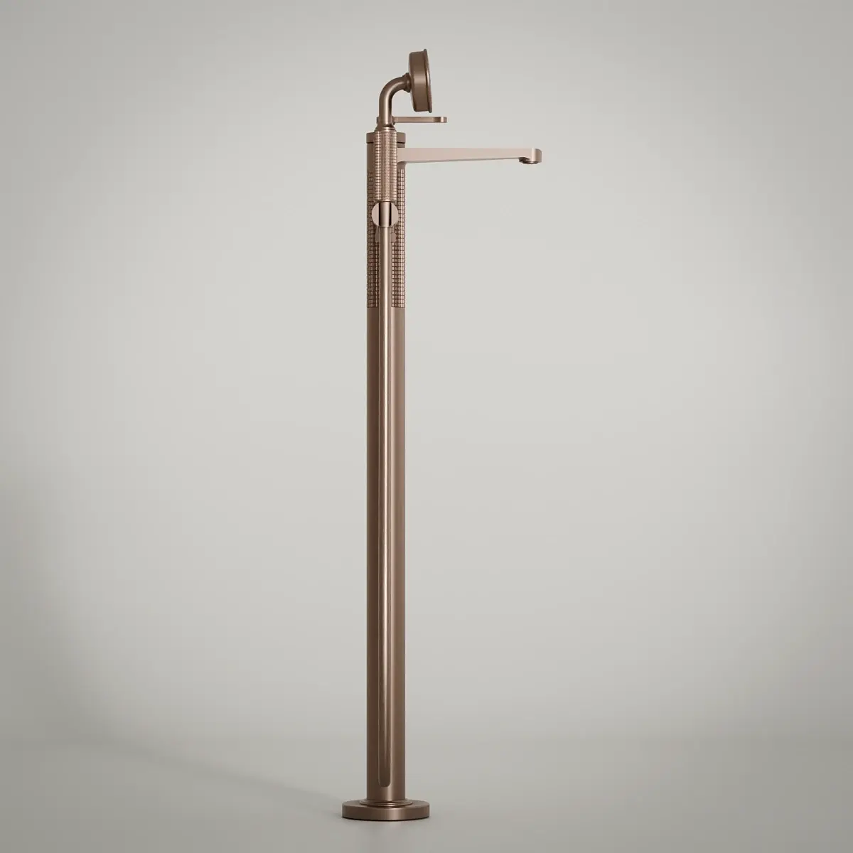 Robinet mitigeur de baignoire sur pied cannelé, doré rose brossé, César 1  