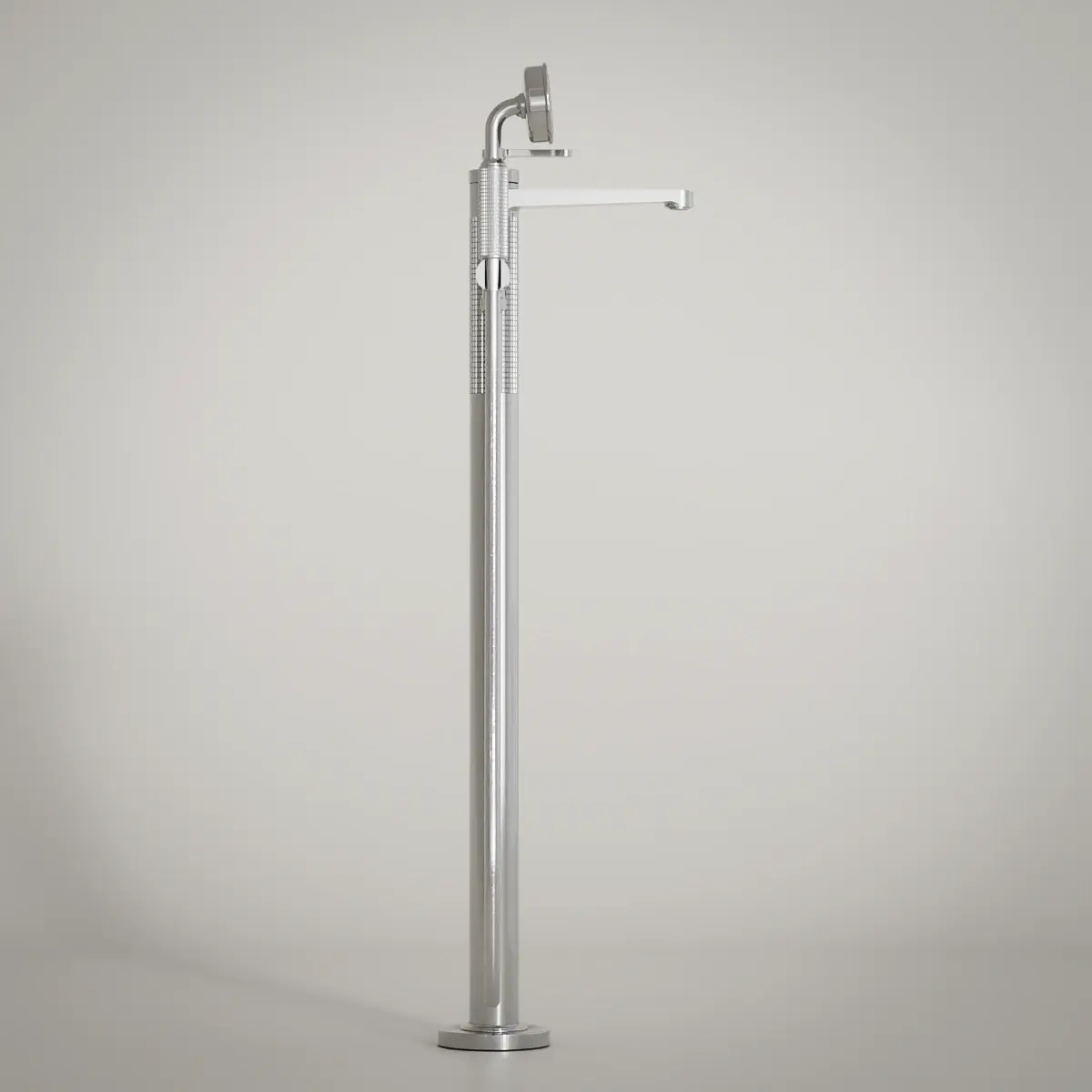 Robinet mitigeur de baignoire sur pied cannelé, Chrome, César 1 