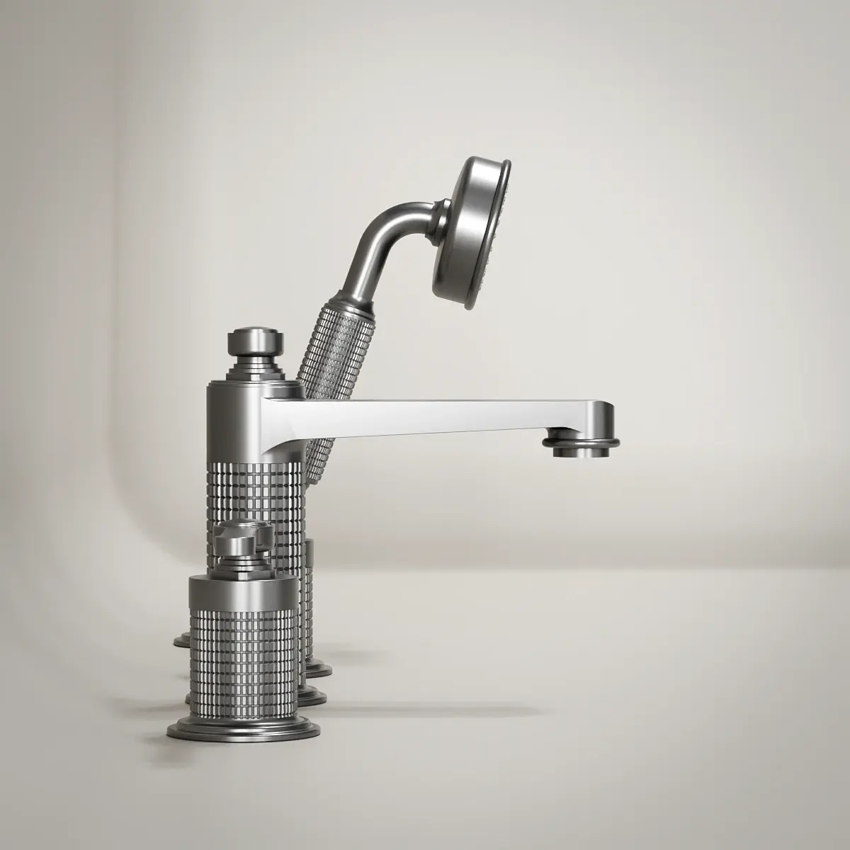 Robinet mélangeur bain douche de plage cannelé, gun métal, César 1    