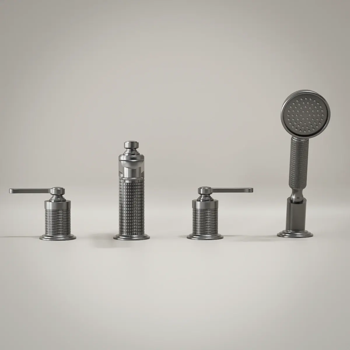 Robinet mélangeur bain douche de plage cannelé, gun métal, César 1    