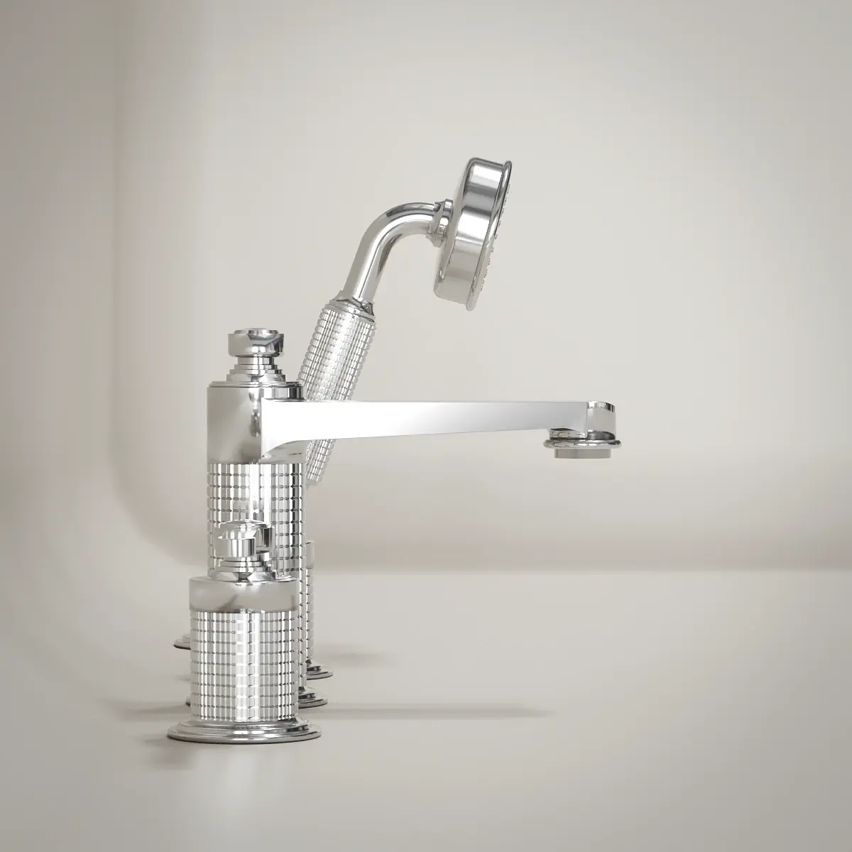 Robinet mélangeur bain douche de plage cannelé, chrome, César 1   