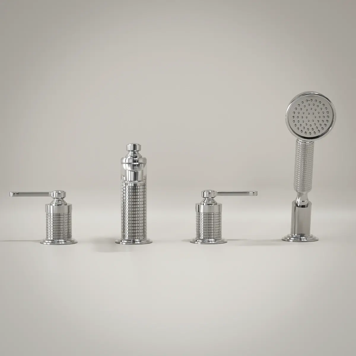 Robinet mélangeur bain douche de plage cannelé, chrome, César 1   