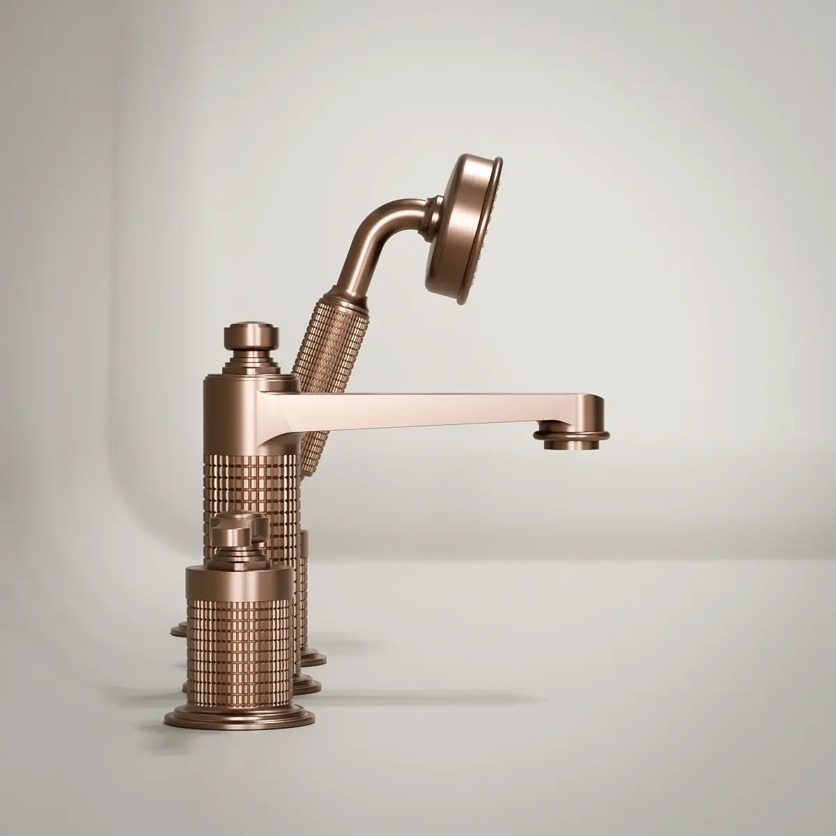 Robinet mélangeur bain douche de plage cannelé, doré rose brossé, César 1   