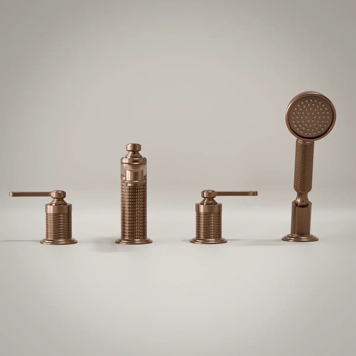 Robinet mélangeur bain douche de plage cannelé, doré rose brossé, César 1   