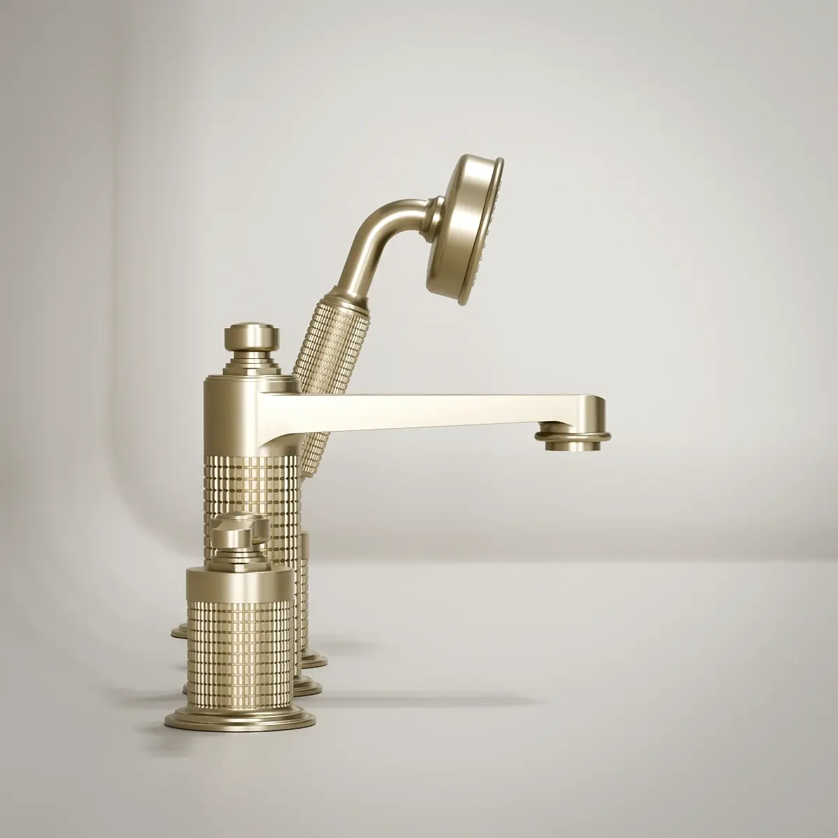 Robinet mélangeur bain douche de plage cannelé, doré brossé, César 1  