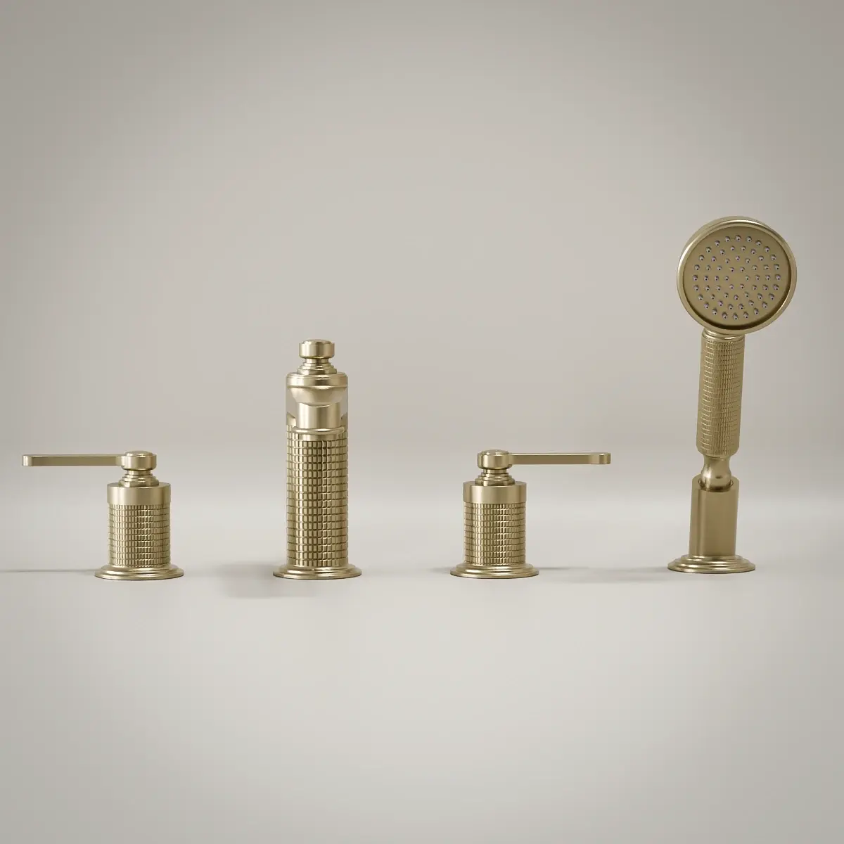 Robinet mélangeur bain douche de plage cannelé, doré brossé, César 1  