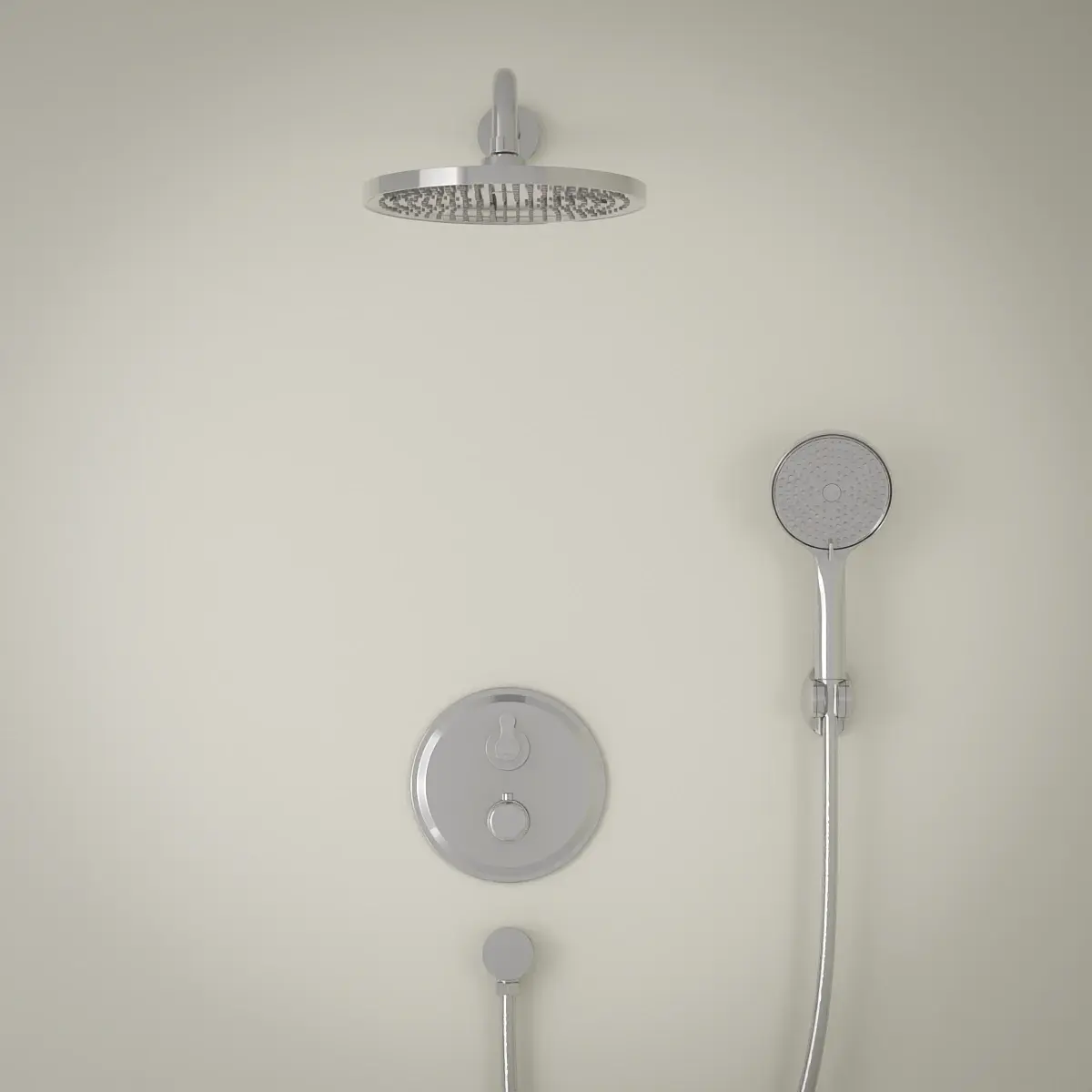 Composition mitigeur encastré de douche cannelé, chrome, César 1     