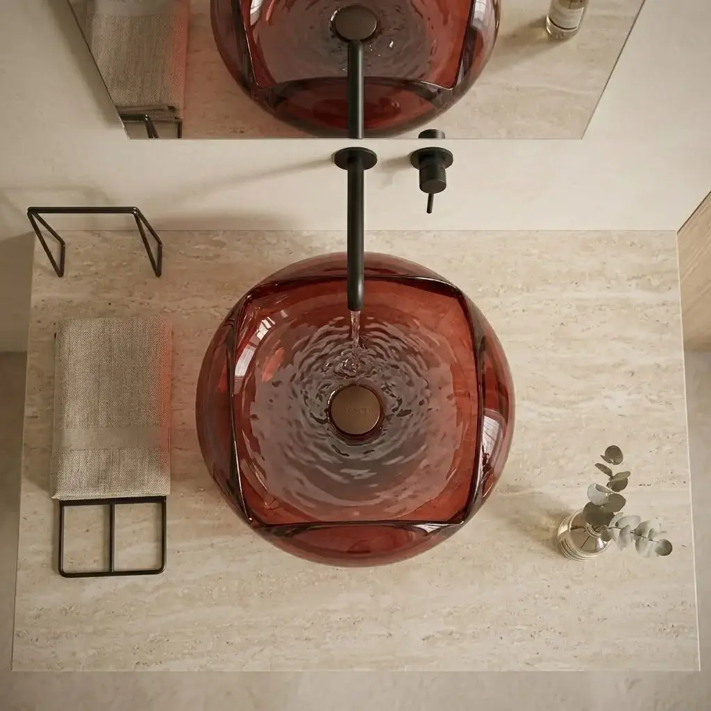 Vasque à poser 46x19cm Rouge, Pétale 