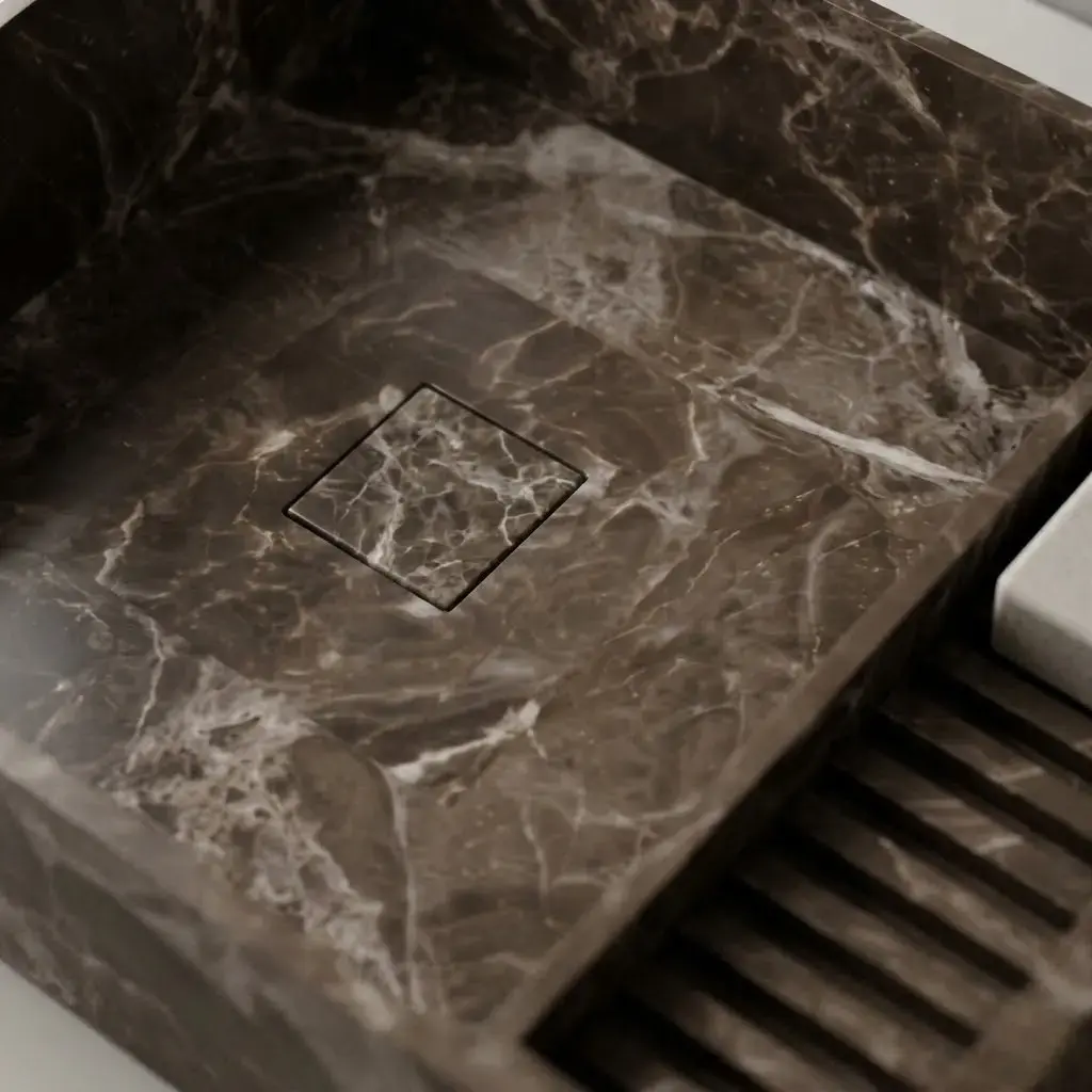 Vasque à poser rectangulaire 60x40x12 marbre véritable Turkey Grey