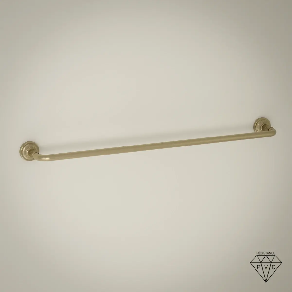 Barre porte-serviette murale César doré brossé avec supports à texture cannelée, longueur 64,5 cm