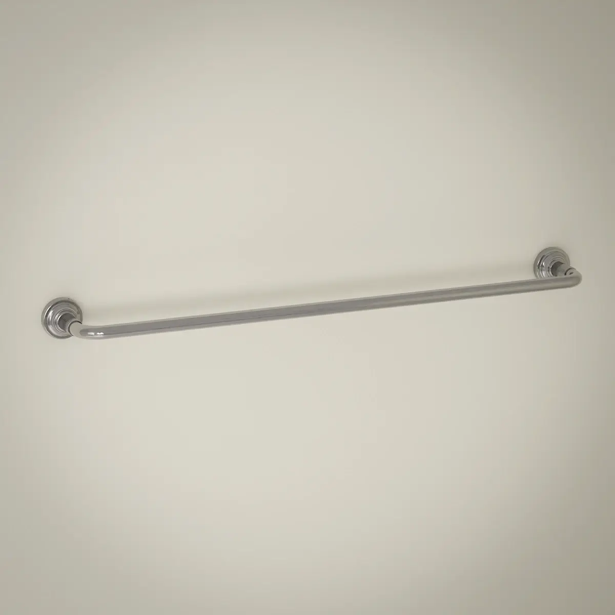 Barre porte-serviette murale César en chrome poli avec fixations à texture cannelée.