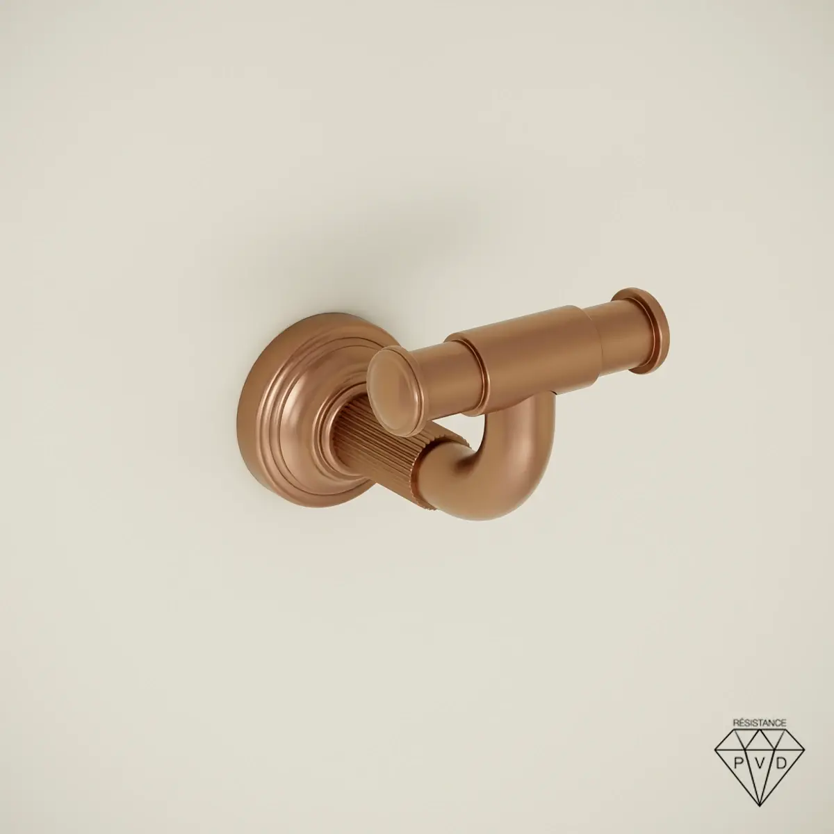 Patère murale cannelée César en finition doré rose brossé