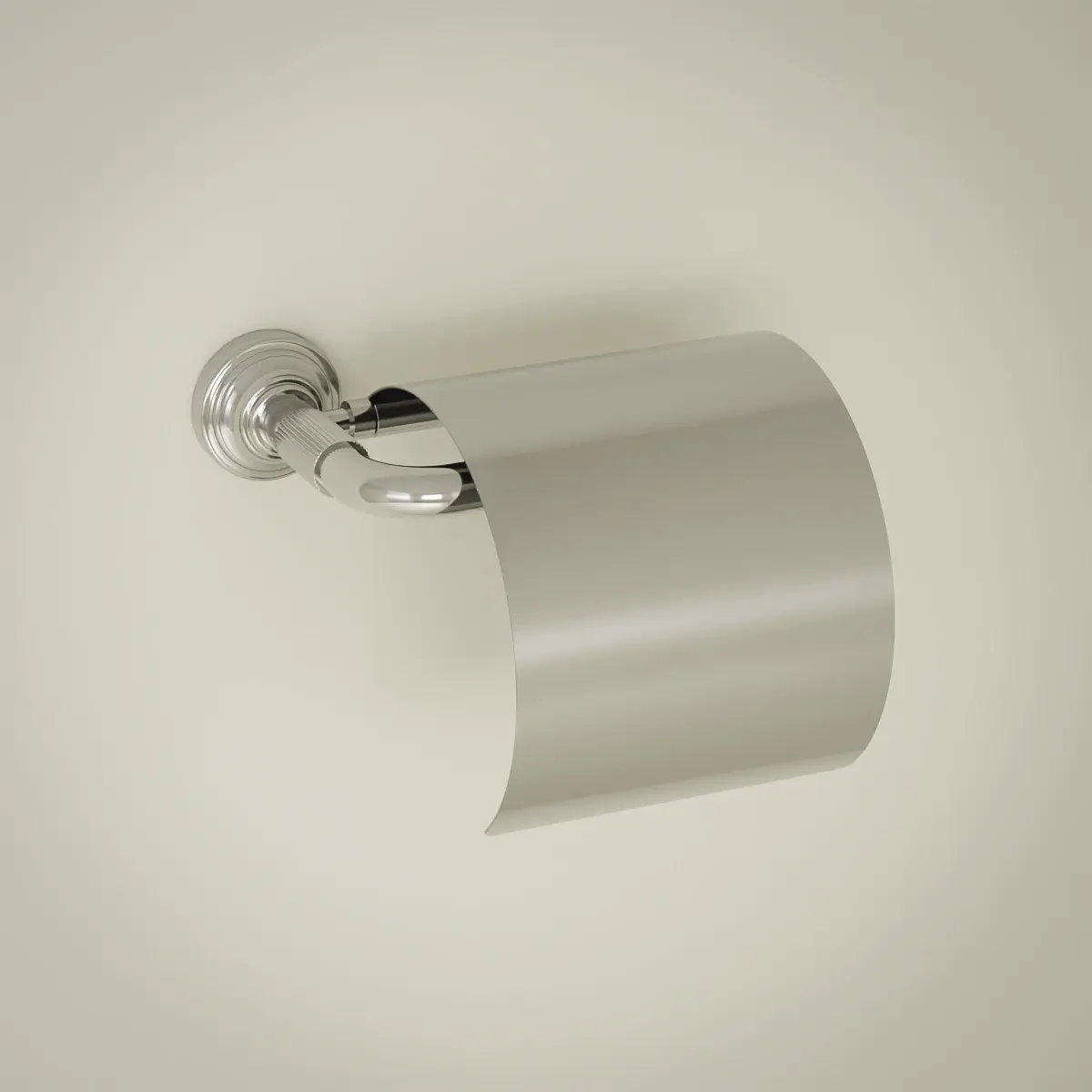 Porte rouleau papier toilette César avec couvercle en finition chromée avec motif cannelé