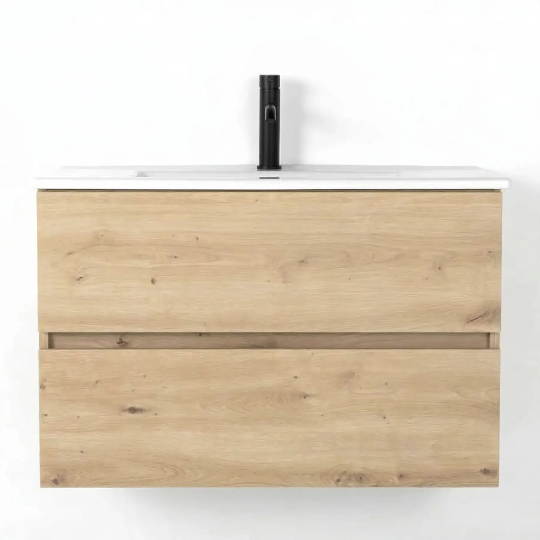 Meuble salle de bain suspendu 80 cm, Amazonia, 2 tiroirs + vasque céramique, Caruso