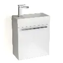 Meuble lave-mains blanc et vasque en résine mate , 44cm, Mini.webp