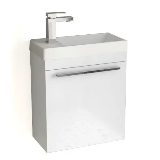Meuble lave-mains blanc et vasque en résine mate , 44cm, Mini.webp