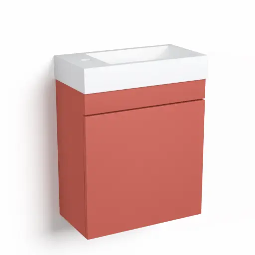 Lave-mains 44,5 x 23,7 cm, Argile rouge, et vasque blanc mat, Alma.webp