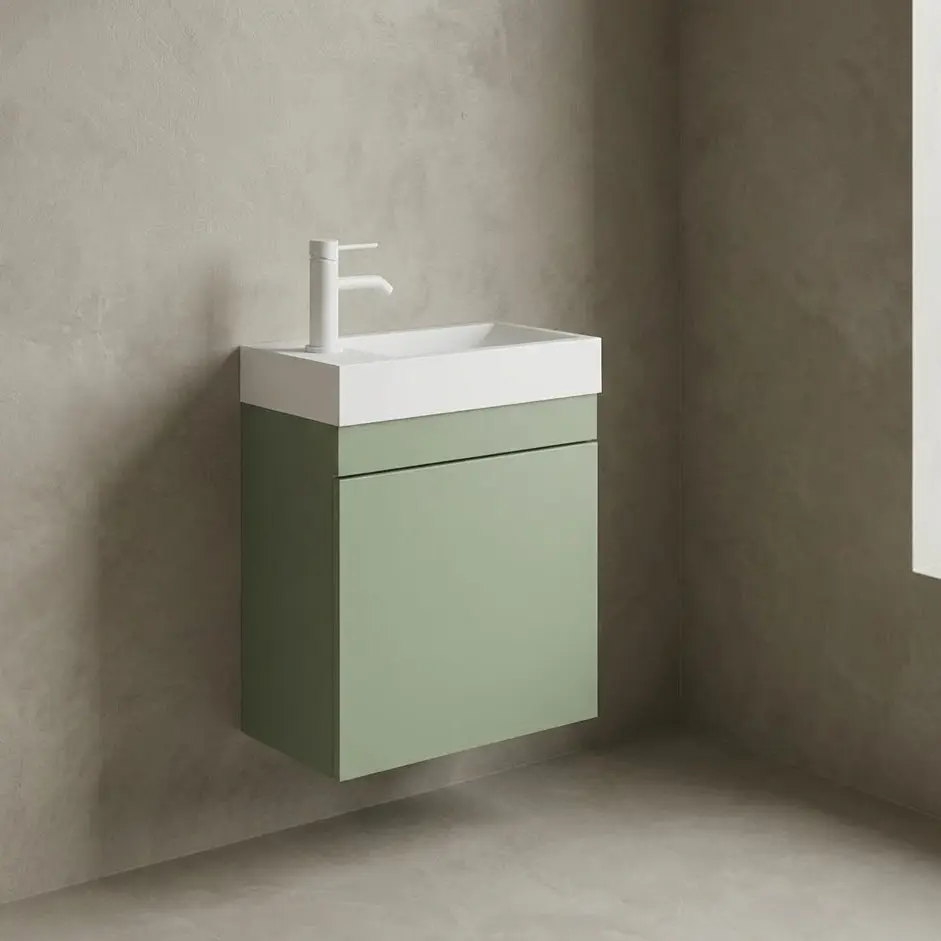 Lave-mains 44,5 x 23,7 cm, Vert arcilla, et vasque blanc mat, Alma