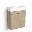 Lave-mains 44,5 x 23,7 cm, Chêne Denver, et vasque blanc mat, Alma.webp