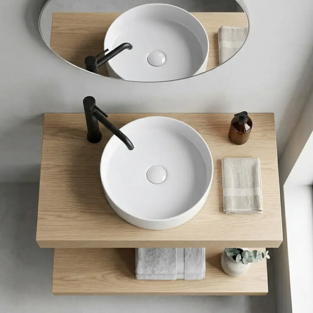 Vasque à poser ronde, blanc brillant Art