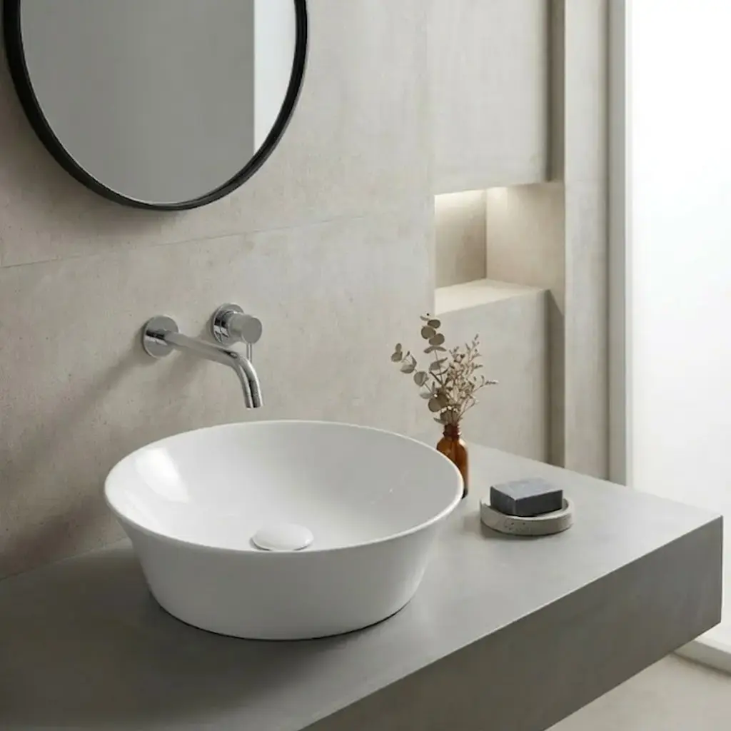 Ajax, Vasque Céramique, Blanc Brillant, 41.5x13CM