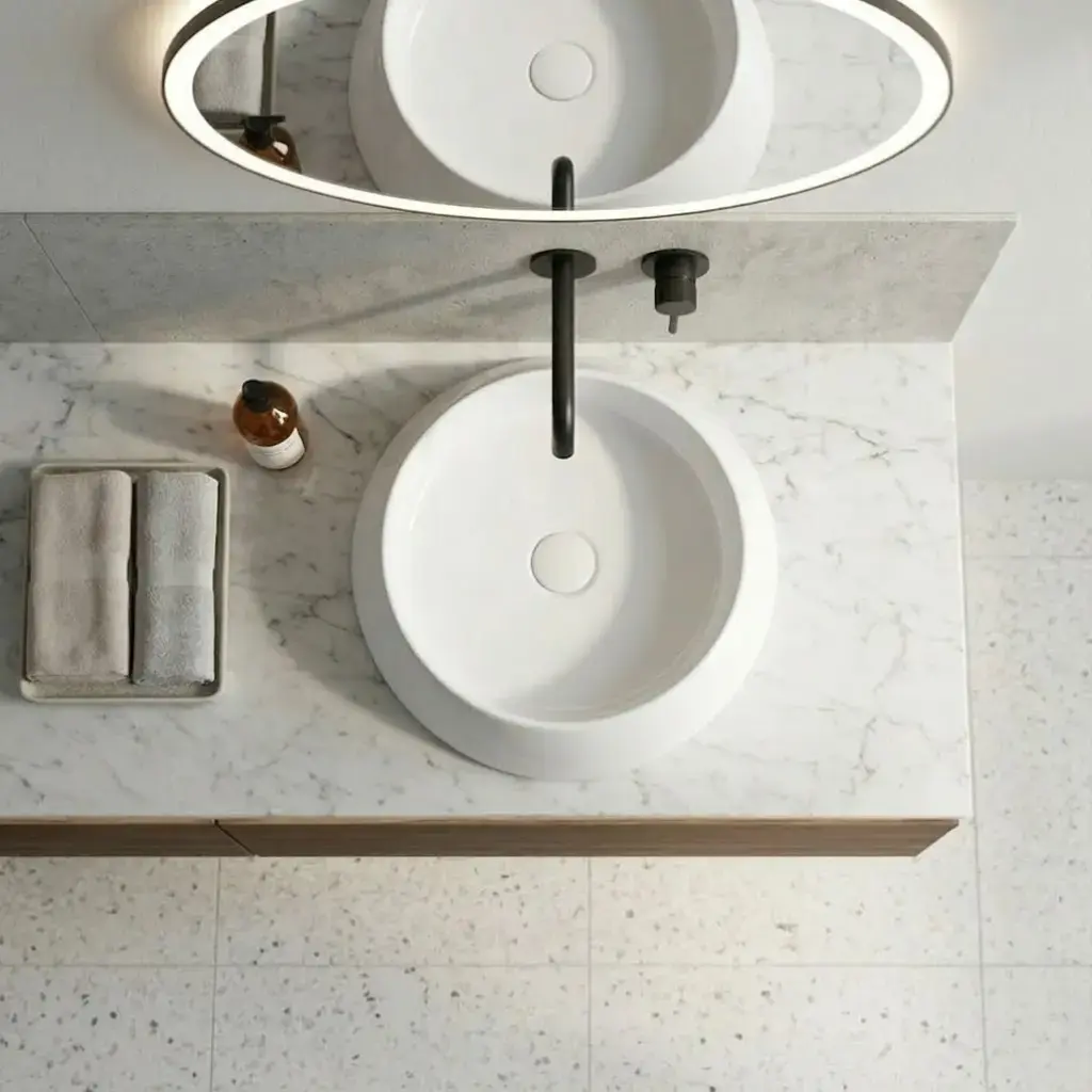 Vasque à poser en céramique blanche - Ø46cm, Harmony