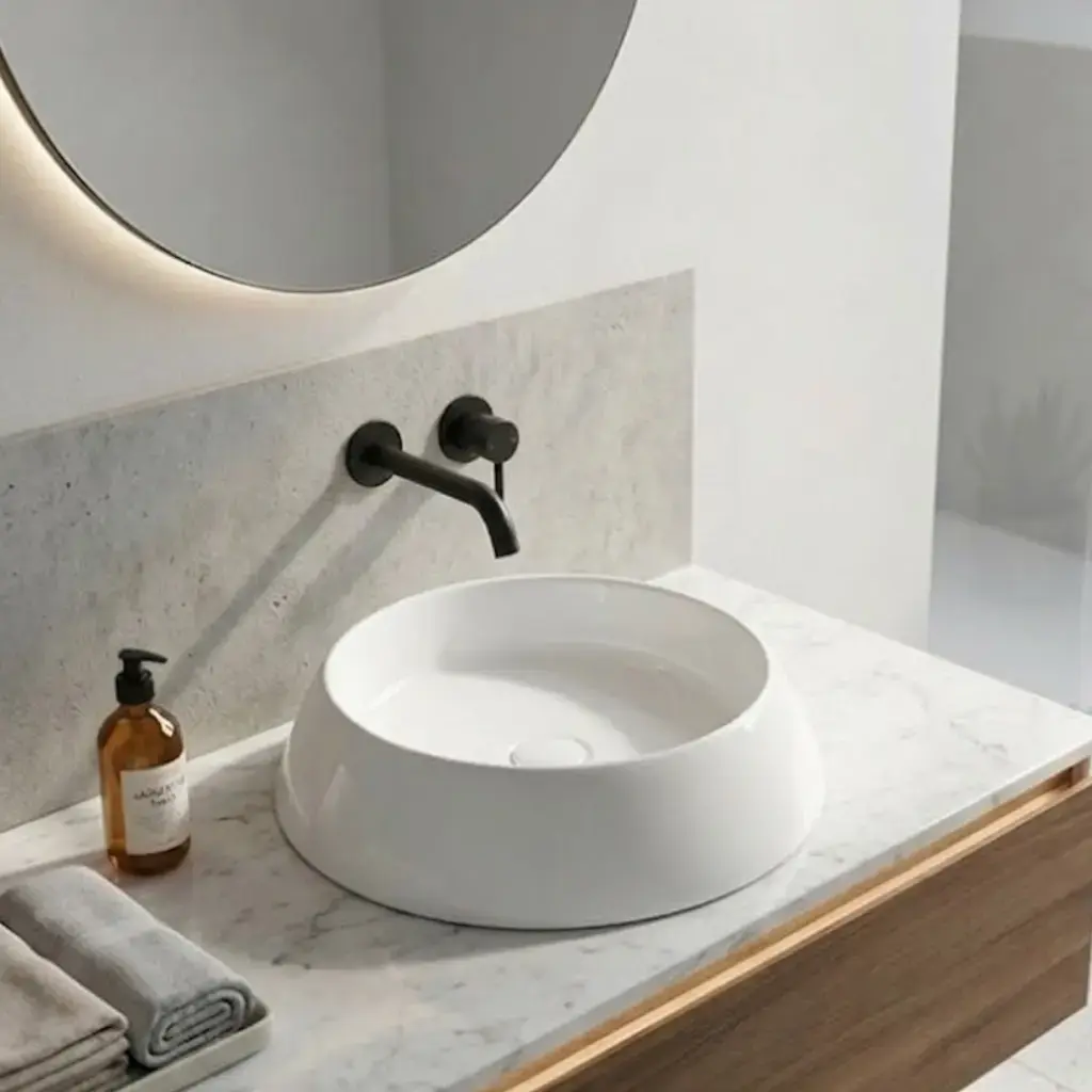 Vasque à poser en céramique blanche - Ø46cm, Harmony