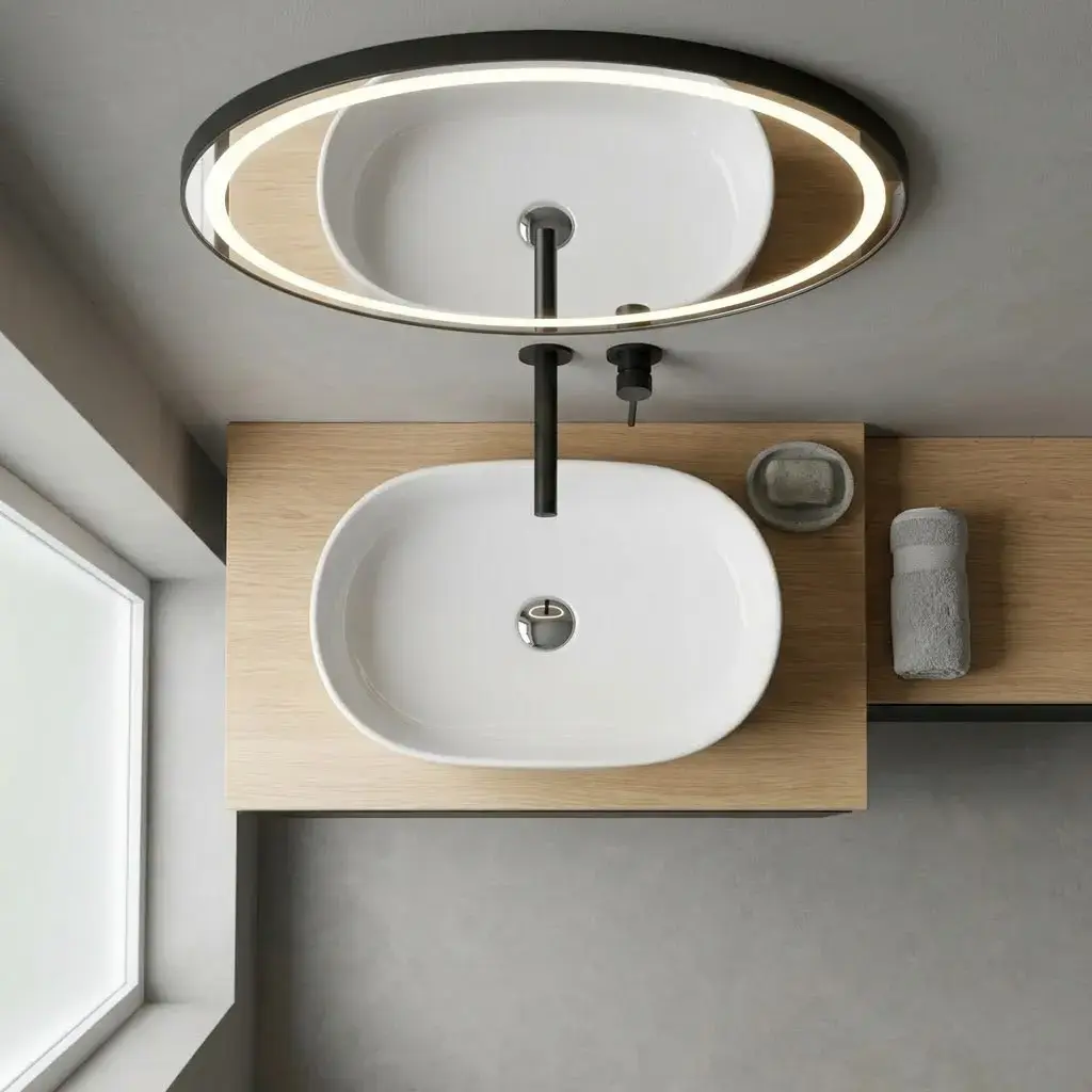 Vasque céramique 55x35x14, blanc brillant, Oblongue