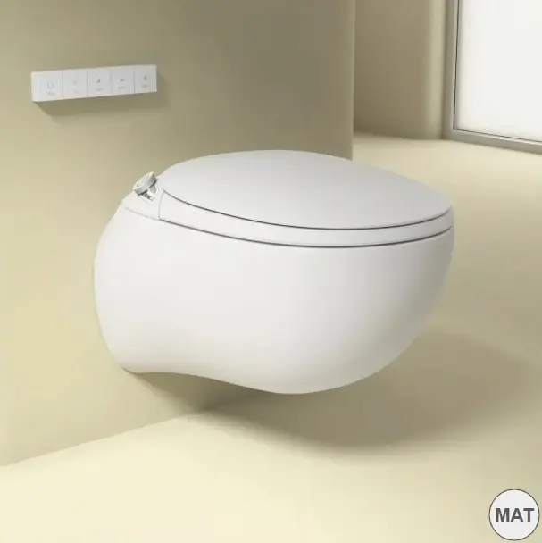 Version blanc mat du WC japonais Safari suspendu, à l’allure sobre et intemporelle pour un intérieur épuré.
