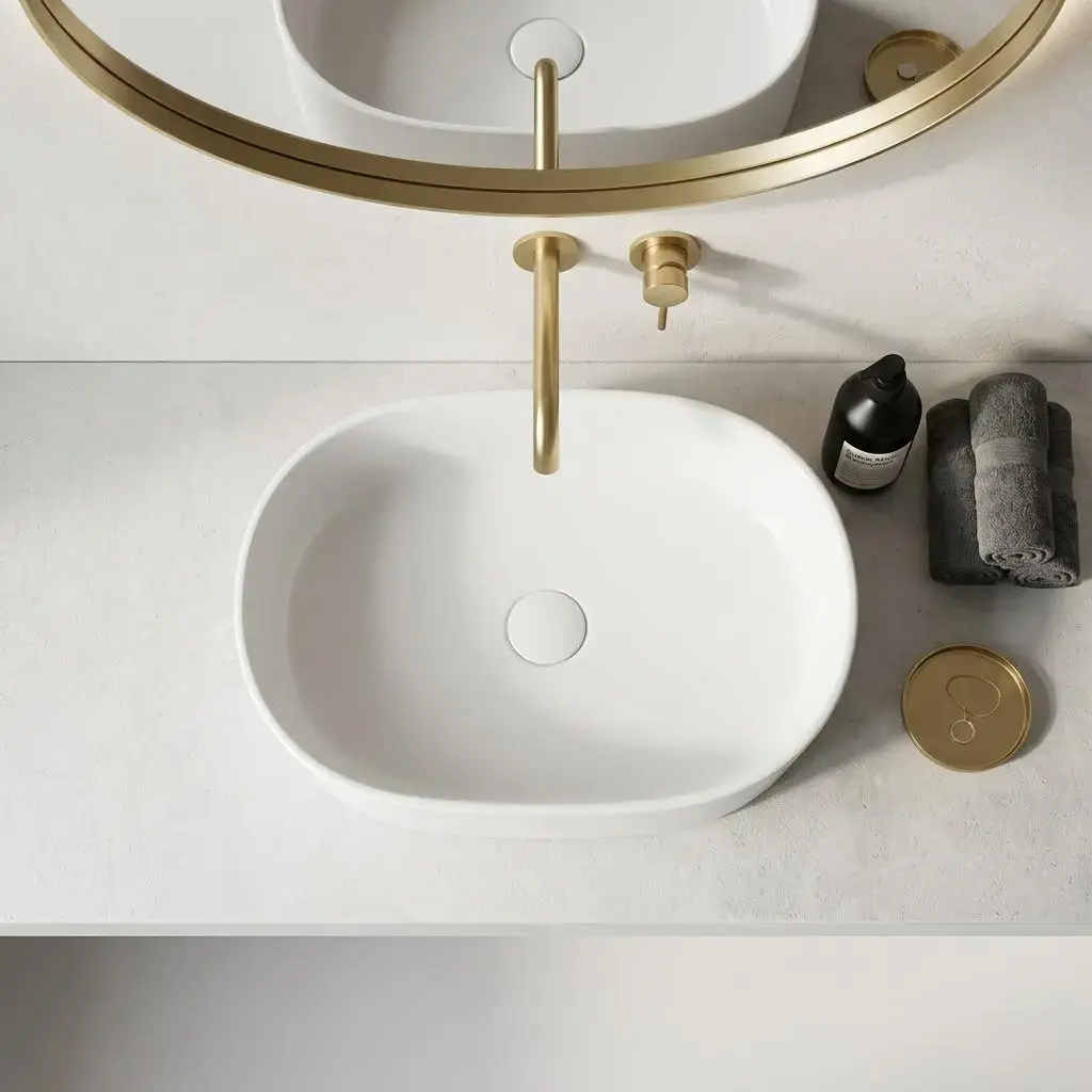 Vasque céramique 55x35x14, blanc mat, Oblongue 