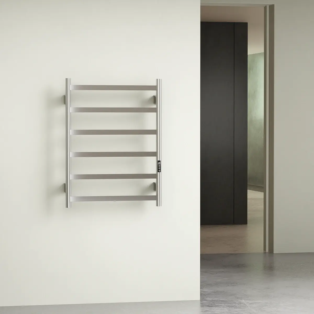 Sèche serviette 57.3x75.4x9.3cm, 140W, inox brossé, Scala  