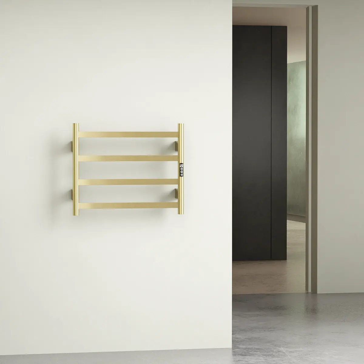 Sèche serviette 57.3x47.4x9.3cm, 90W, Doré brossé, Kalia 