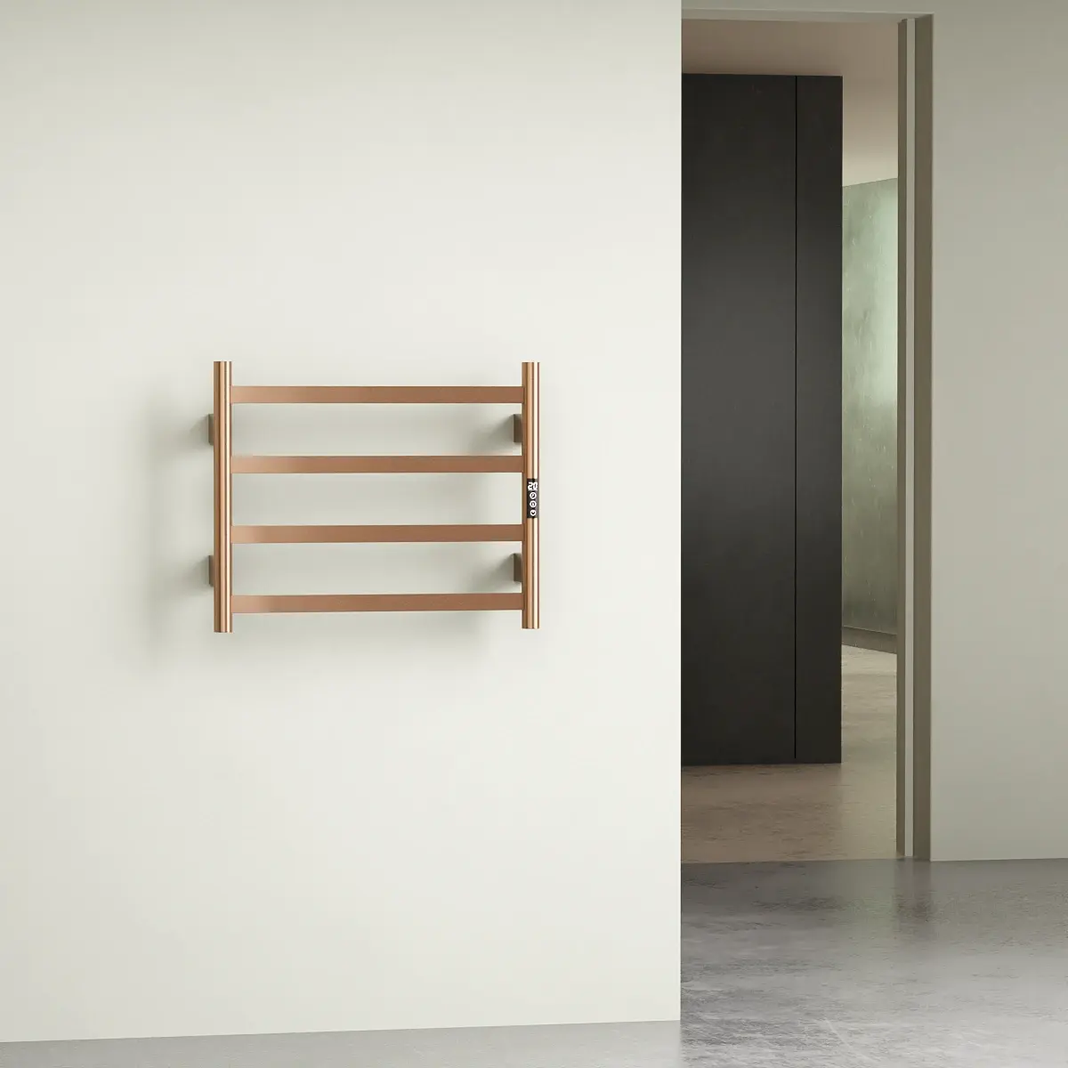 Sèche serviette 57.3x47.4x9.3cm, 90W, Doré rose brossé, Kalia  