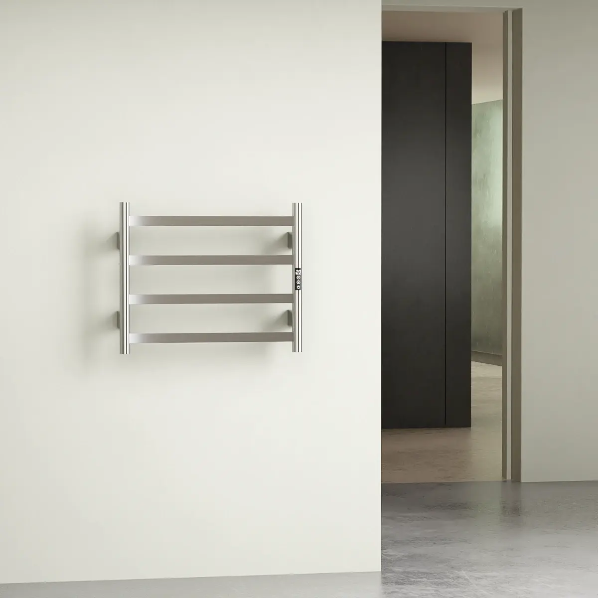 Sèche serviette 57.3x47.4x9.3cm, 90W, Inox brossé, Kalia   