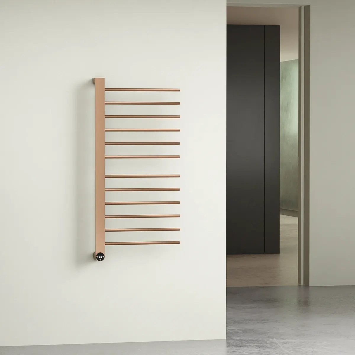 Sèche-serviettes électrique 280W ouverture latérale doré rose brossé Calda