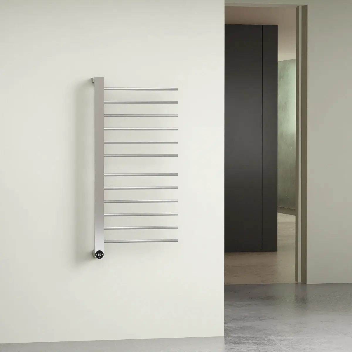 Sèche-serviettes mural 280W ouverture latérale inox brossé Calda