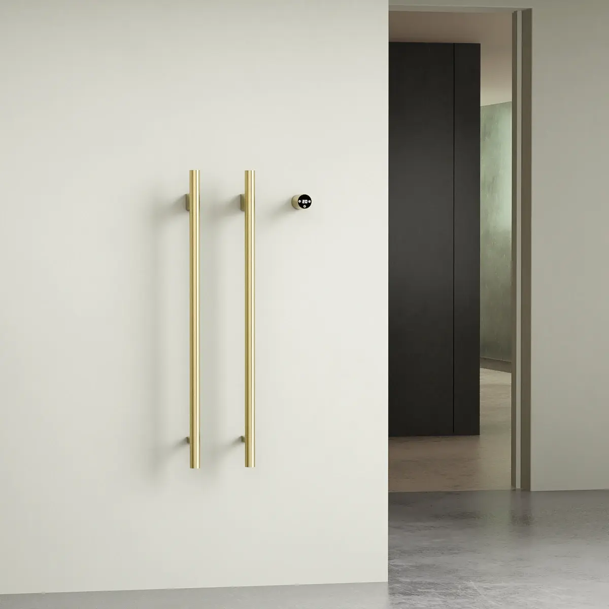 Sèche-serviettes mural électrique 45W finition doré brossé Ondia