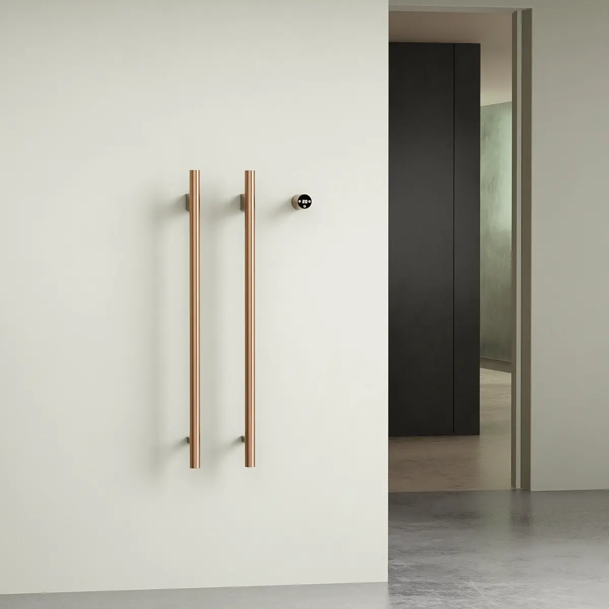 Sèche-serviettes électrique vertical 45W finition doré rose brossé Ondia