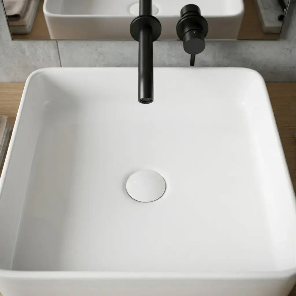 Vasque à poser carrée 41,5x41,5 cm, blanc brillant, Art