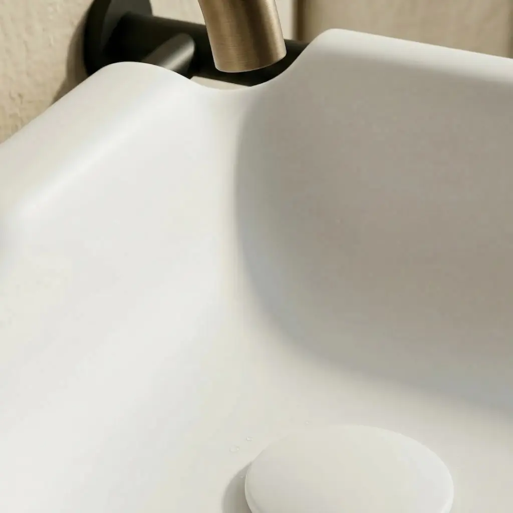 lave-mains Wavelet , composite mineral blanc mat