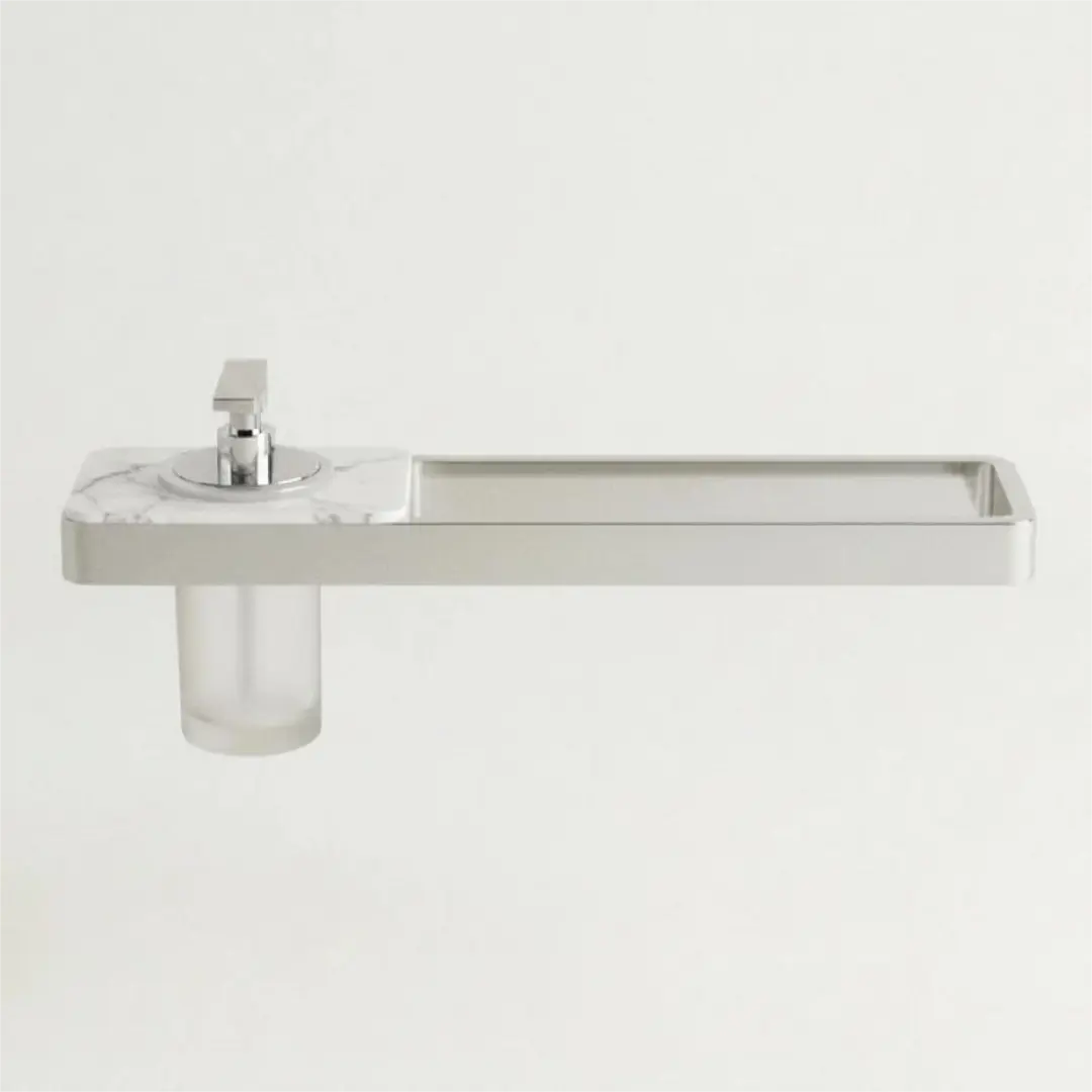 Porte-serviette avec distributeur, laiton aspect marbre blanc, 45cm, Infinity Elements