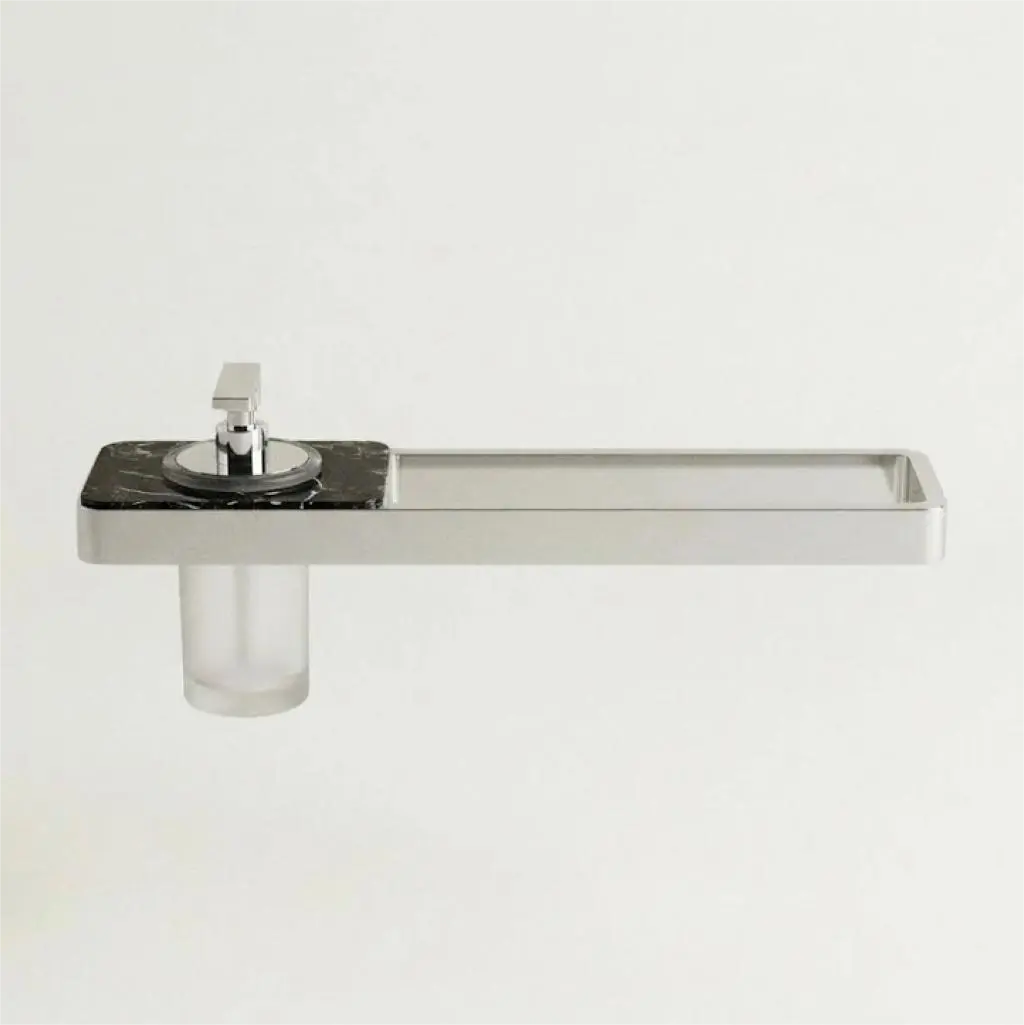 Porte-serviette avec distributeur, laiton chromé et marbre noir, 45cm, Infinity Elements