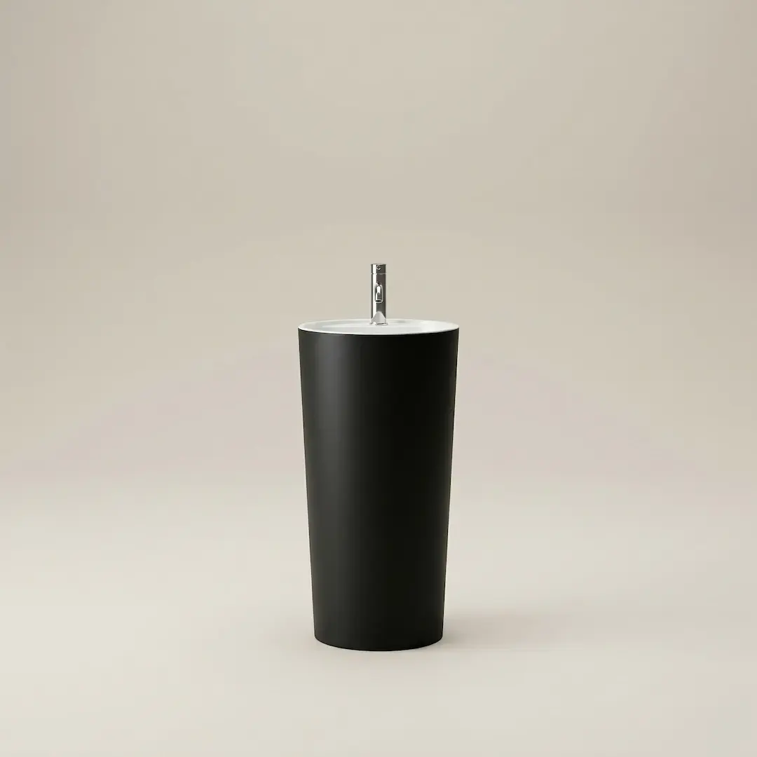 Lavabo totem, résine minérale bicolore, 45x90cm, Nera