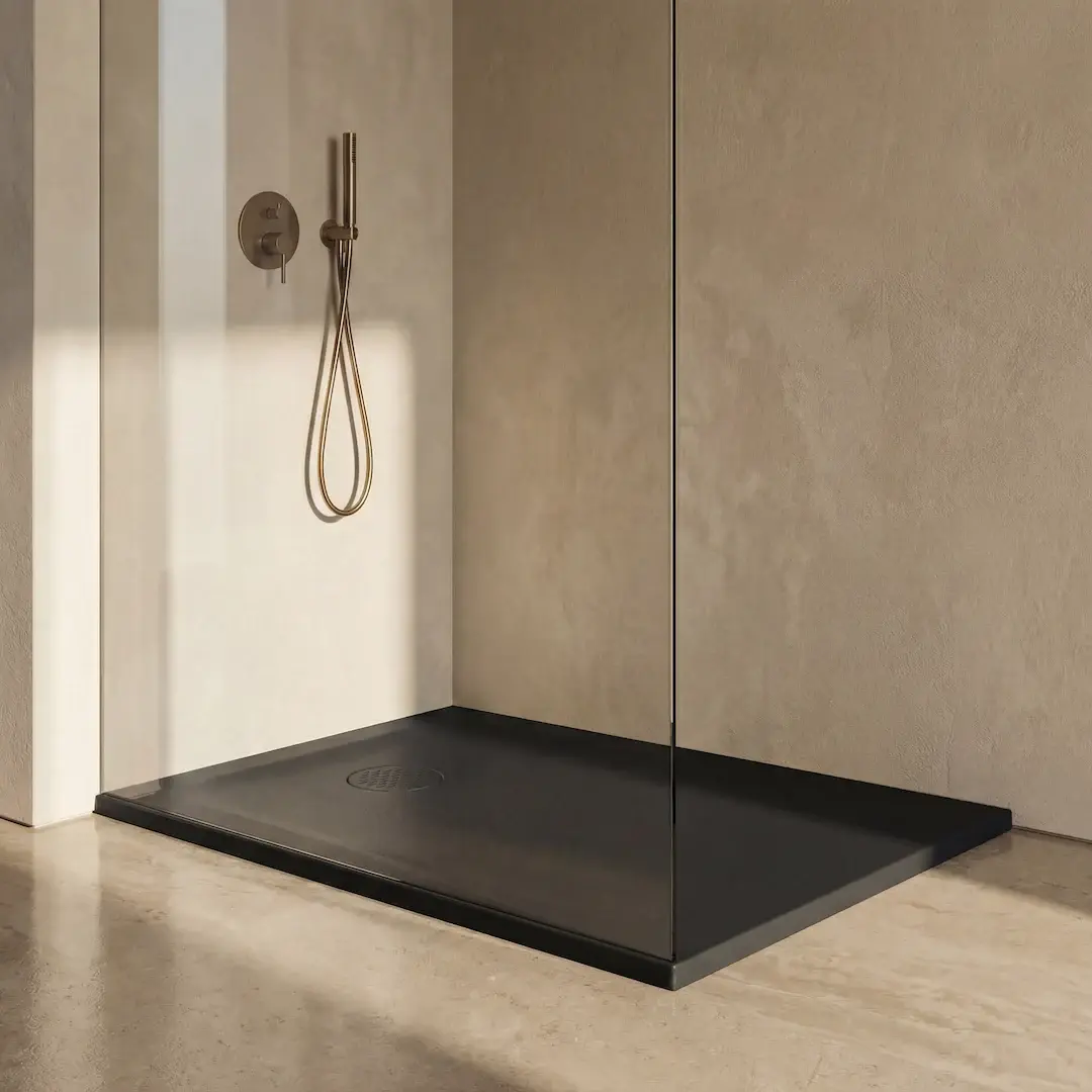 Receveur de douche résine minérale Noir 90 cm - Cotton 