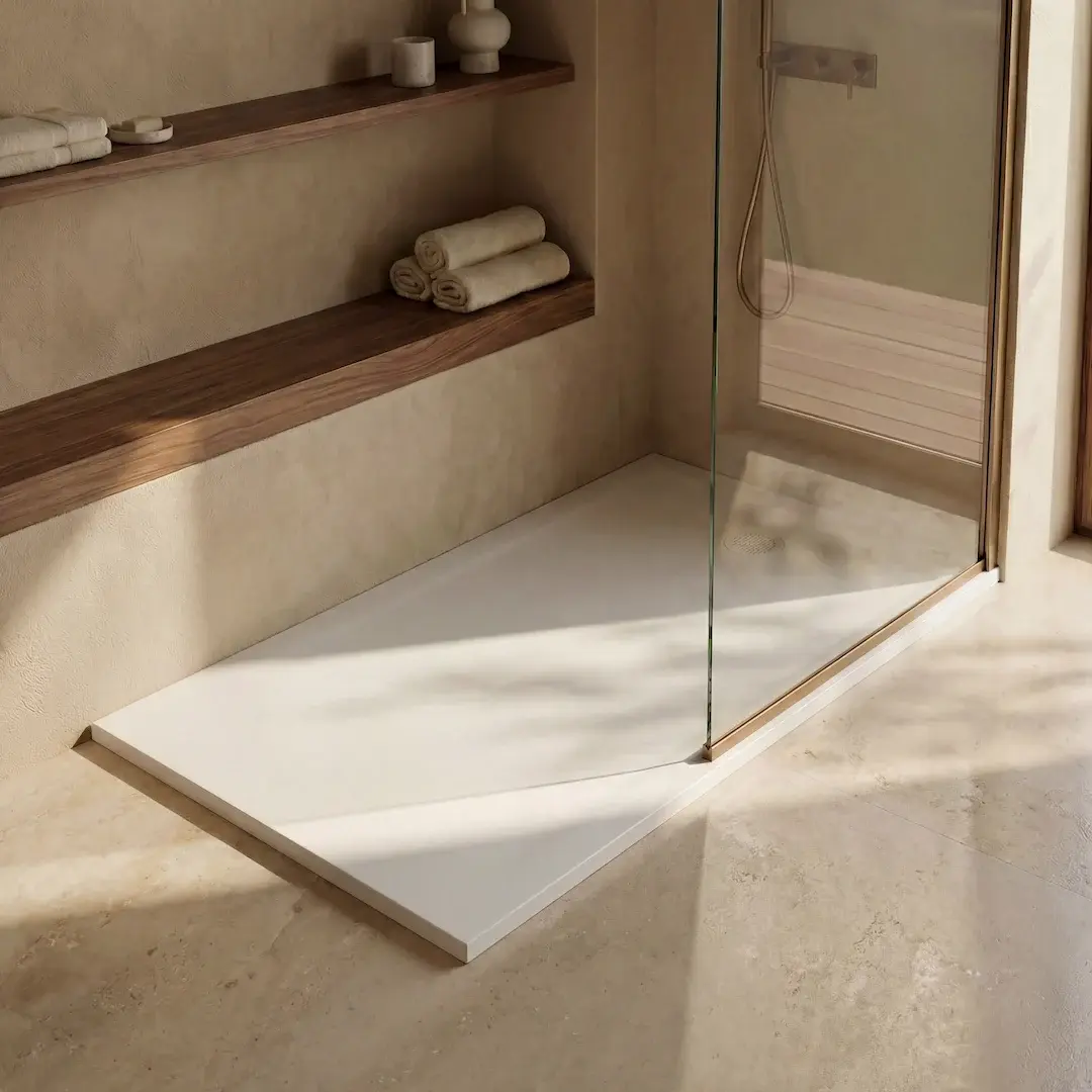 Receveur de douche résine minérale blanc 80 cm, Cotton