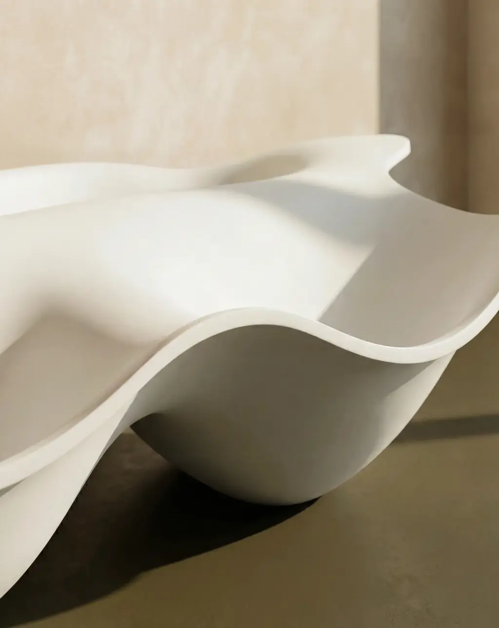 Baignoire îlot double, résine minérale 235x185cm, Flow