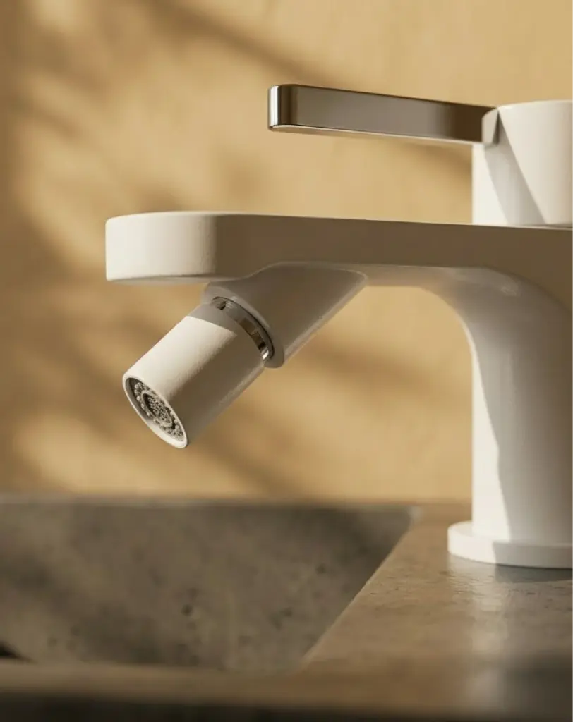 Mitigeur Bidet Monocommande, blanc satiné, Infinity Flow Stick (1).webp