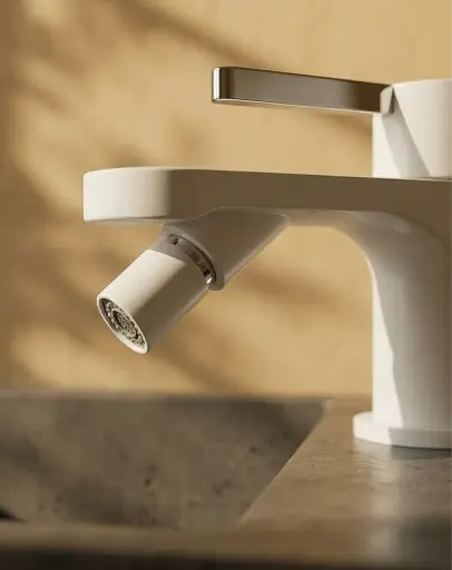 Mitigeur Bidet Monocommande, blanc satiné, Infinity Flow Stick (1).webp