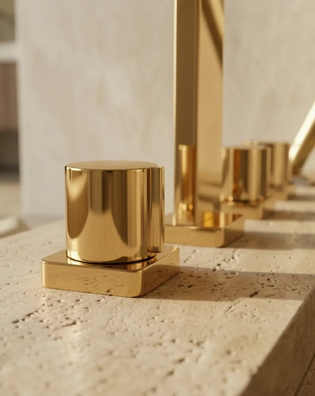 Robinet mélangeur bain-douche, 5 trous laiton, 45cm, Carrousel